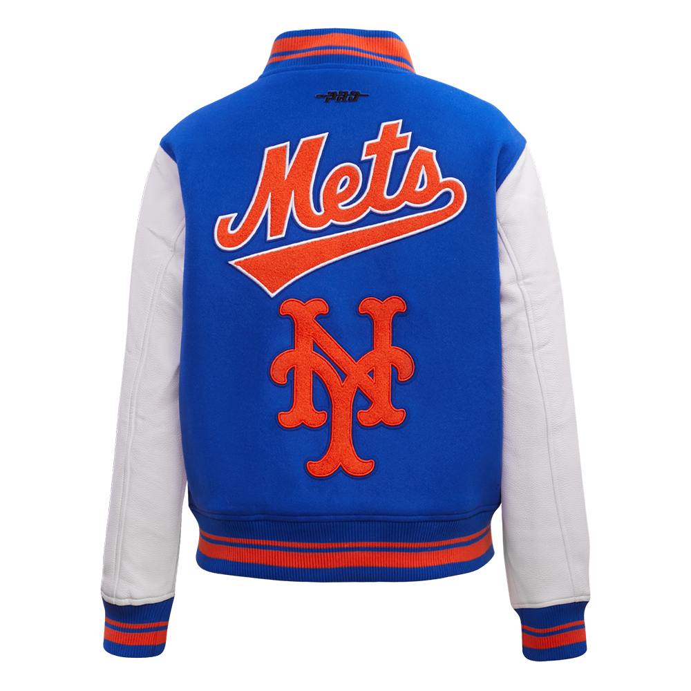 Pro Standard Women's MLB New York Mets Retro Classic Rib Wool Varsity Jacket - Royal/Orange - ROYAL/ORANGE Thumbnail View 2