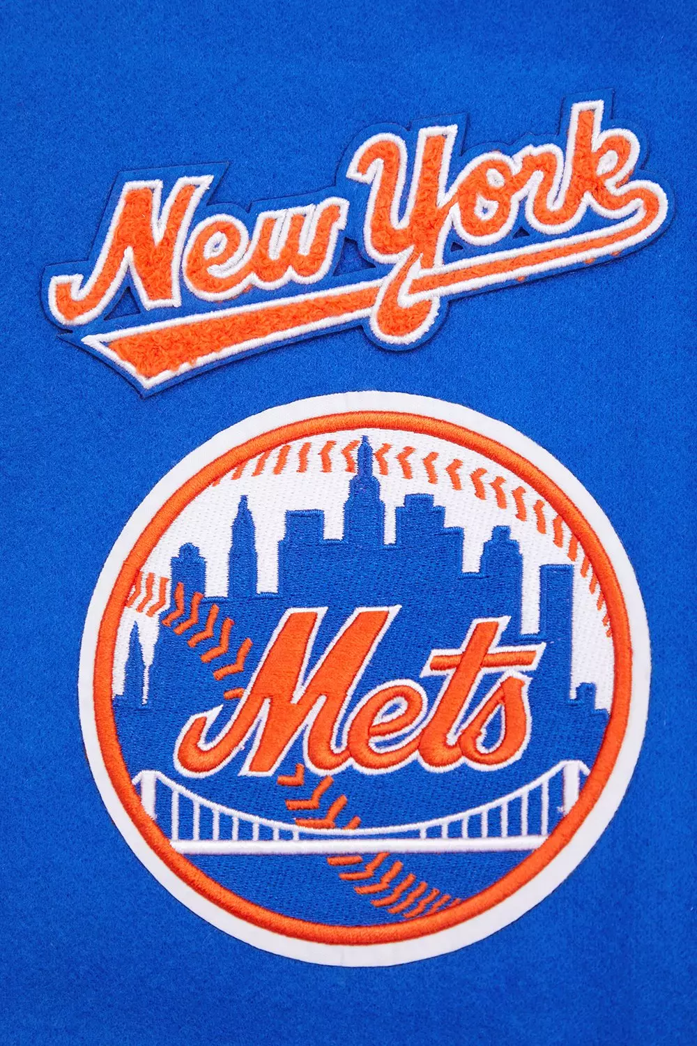 Pro Standard Women's MLB New York Mets Retro Classic Rib Wool Varsity Jacket - Royal/Orange - ROYAL/ORANGE