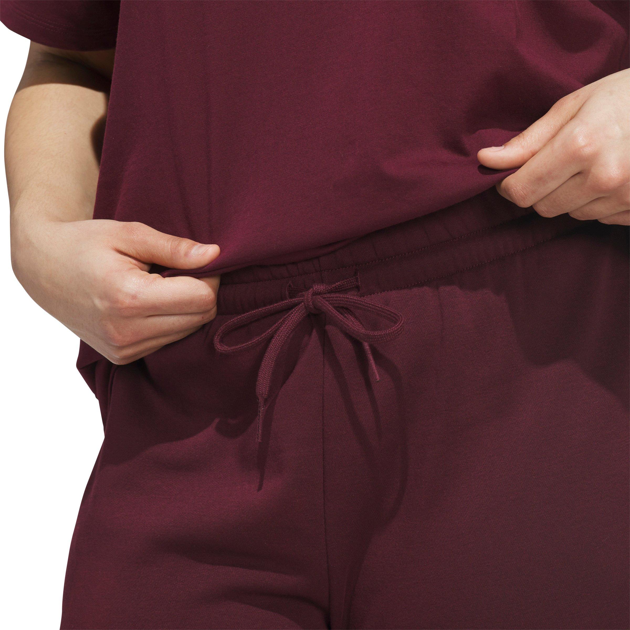 adidas Women's Essentials Feel Cozy Small Logo Shorts - Maroon - MAROON