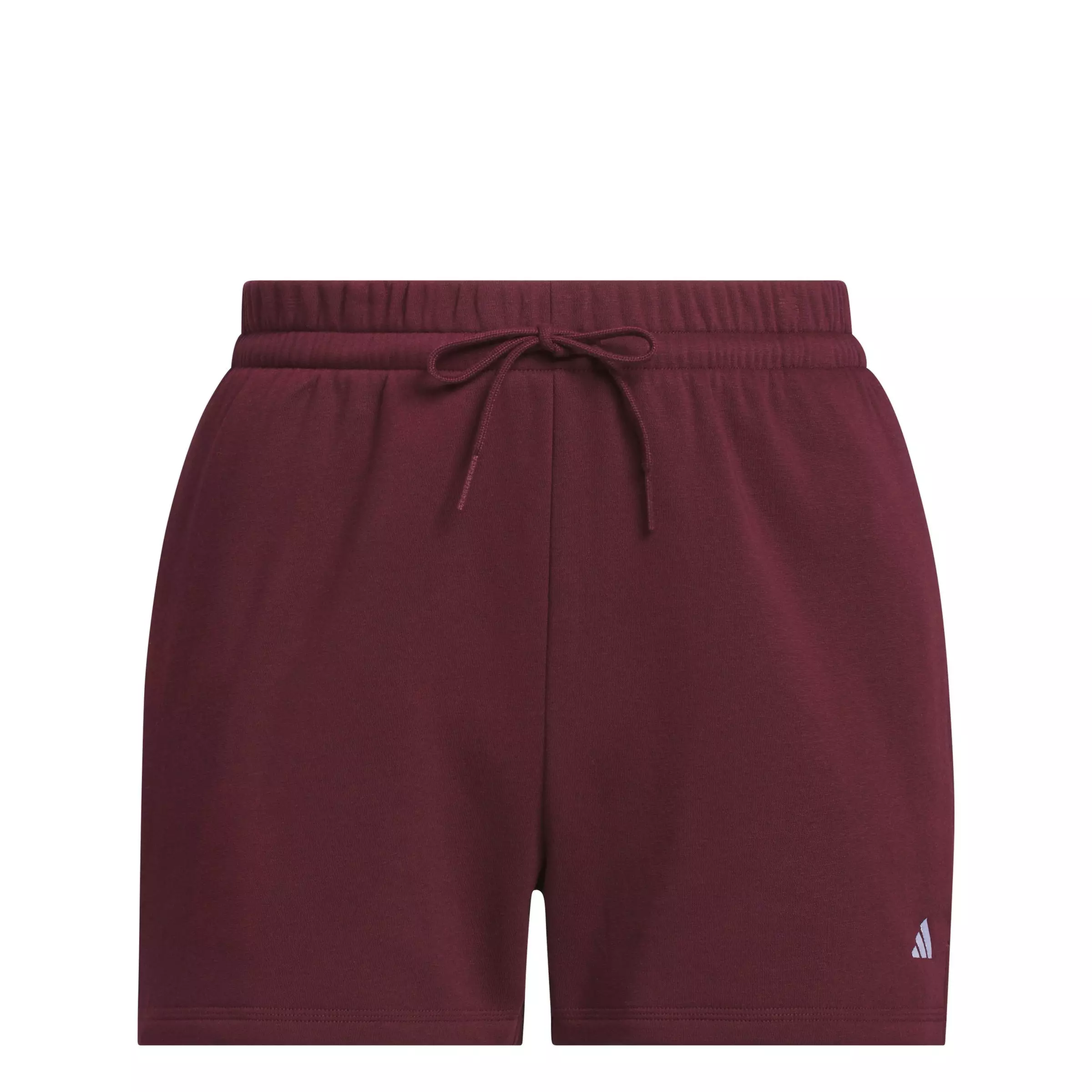 adidas Women's Essentials Feel Cozy Small Logo Shorts - Maroon - MAROON