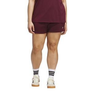 adidas Women's Essentials Feel Cozy Small Logo Shorts - Maroon - MAROON