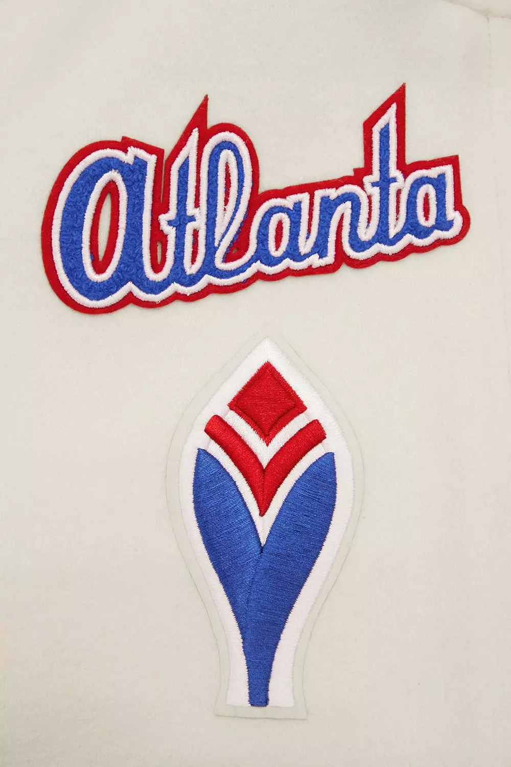 Pro Standard Women's MLB Atlanta Braves Retro Classic Rib Wool Varsity Jacket - Eggshell/Red - EGGSHELL/RED