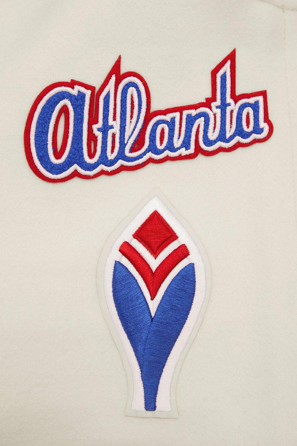Pro Standard Women's MLB Atlanta Braves Retro Classic Rib Wool Varsity Jacket -Eggshell/Red - EGGSHELL/RED Thumbnail View 5