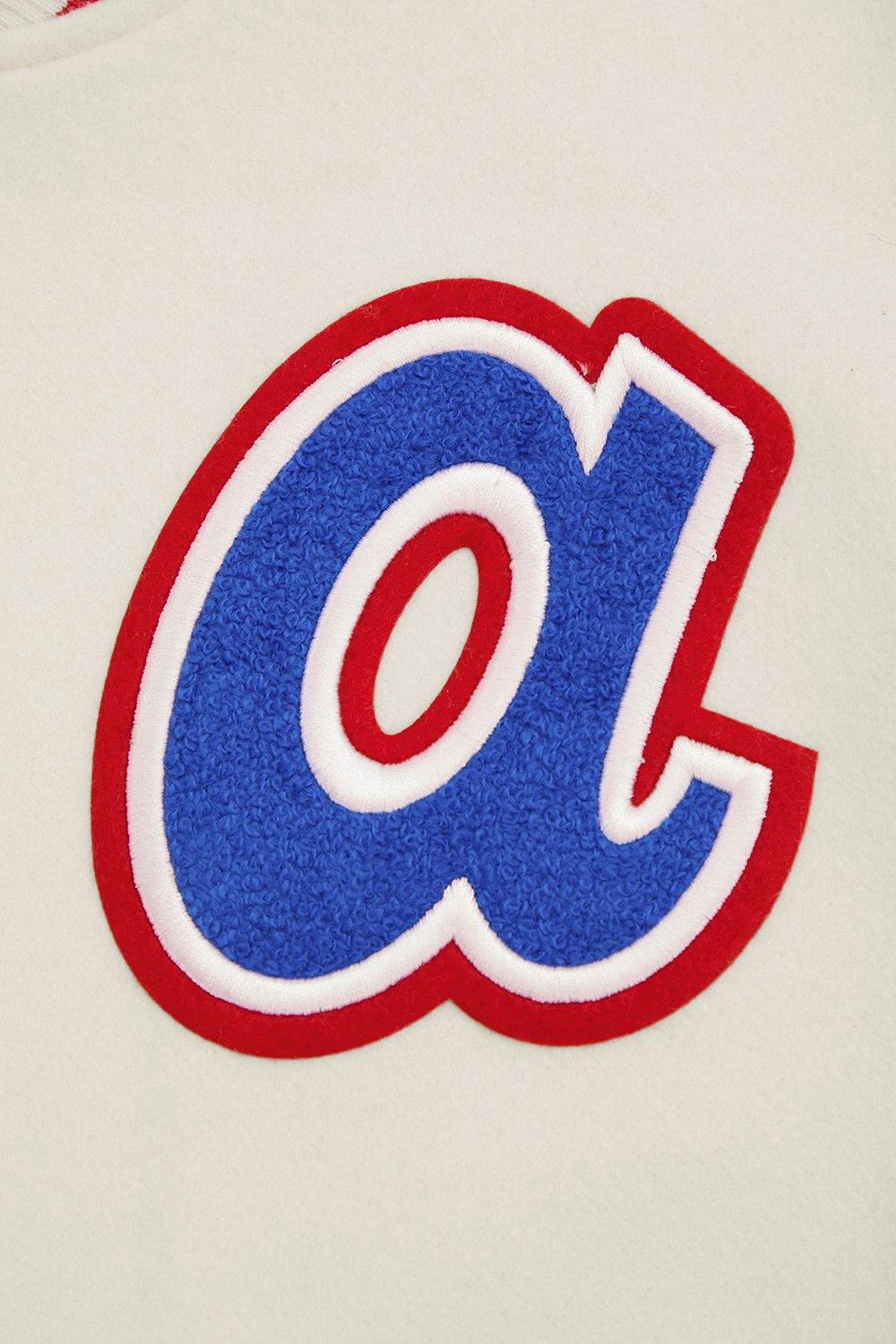 Pro Standard Women's MLB Atlanta Braves Retro Classic Rib Wool Varsity Jacket -Eggshell/Red - EGGSHELL/RED Thumbnail View 6