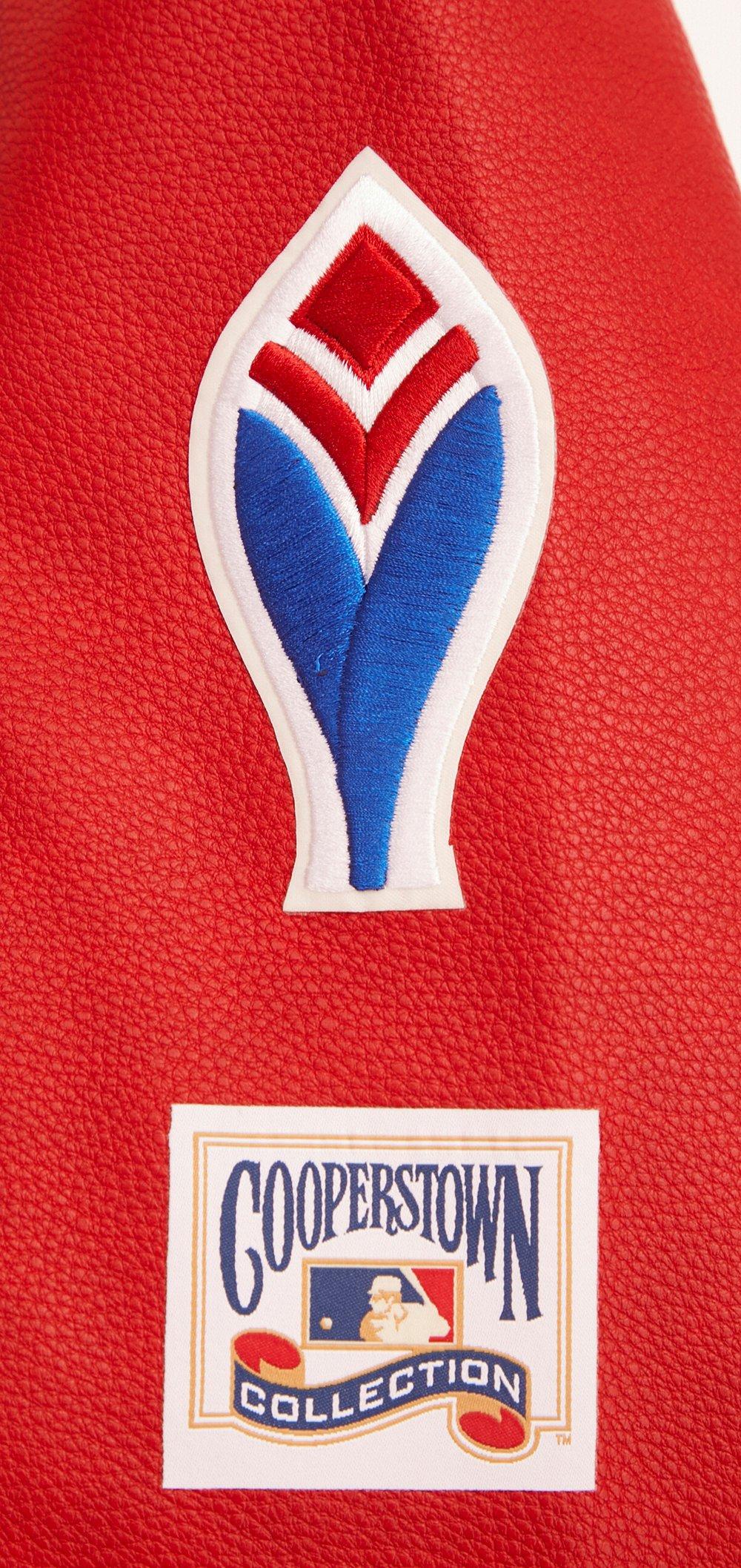 Pro Standard Women's MLB Atlanta Braves Retro Classic Rib Wool Varsity Jacket -Eggshell/Red - EGGSHELL/RED Thumbnail View 8