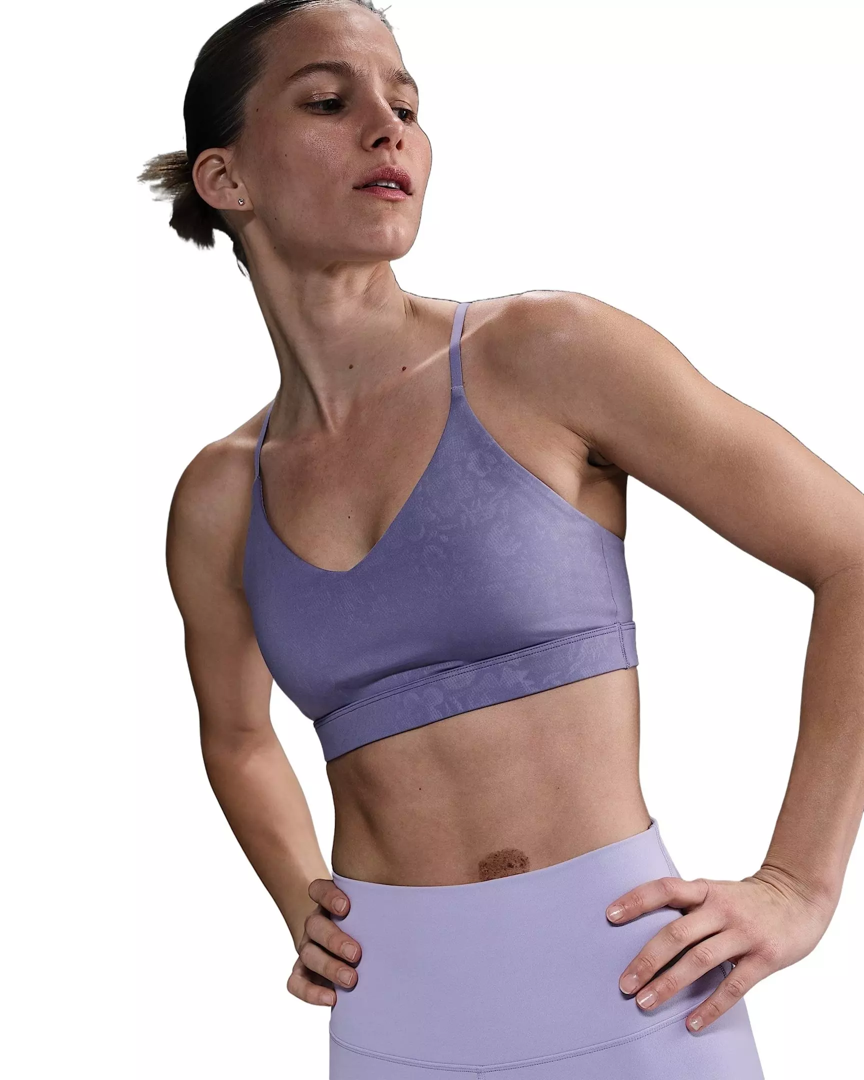 Nike Women's Indy Light Support Padded Floral Sports Bra -Purple - PURPLE