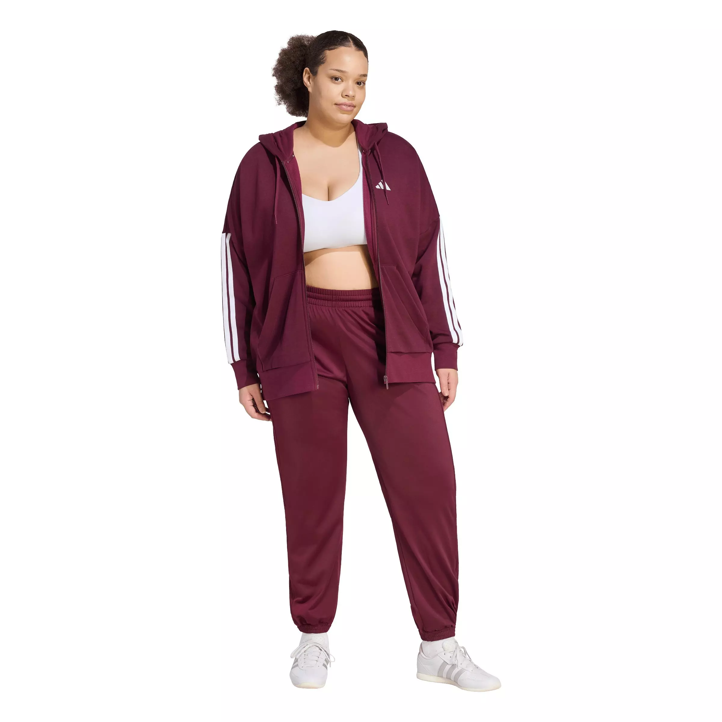 adidas Women's 3-Stripes Tricot Track Tracksuit Bottoms - Maroon - MAROON