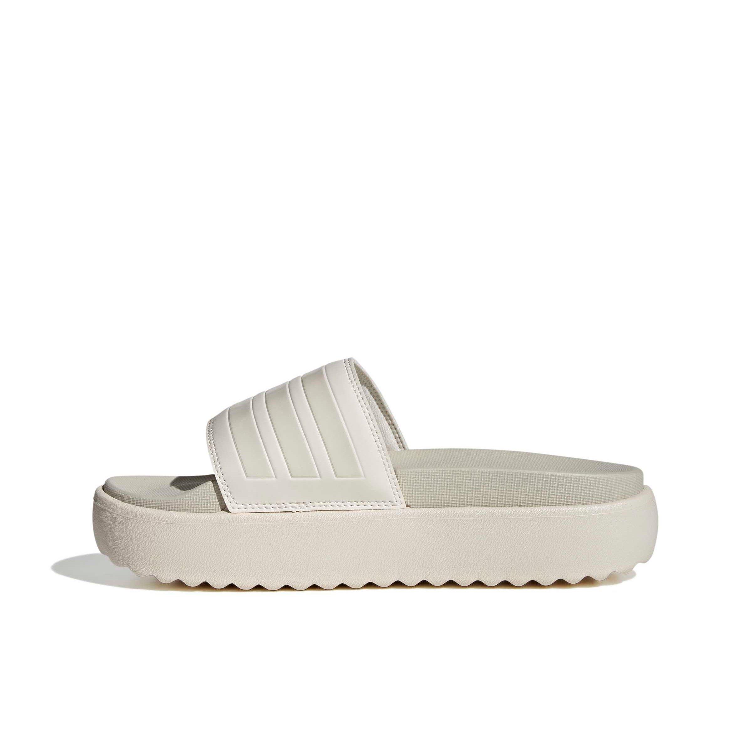 adidas Adilette Platform "Chalk White/Chalk White/Orbit Grey" Women's Slide - CHALK/CHALK/GREY Thumbnail View 2