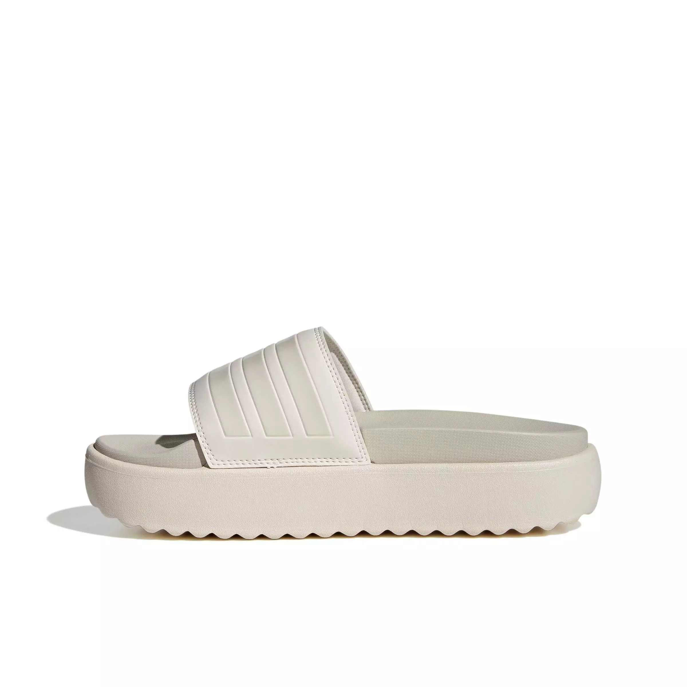 adidas Adilette Platform "Chalk White/Chalk White/Orbit Grey" Women's Slide - CHALK/CHALK/GREY