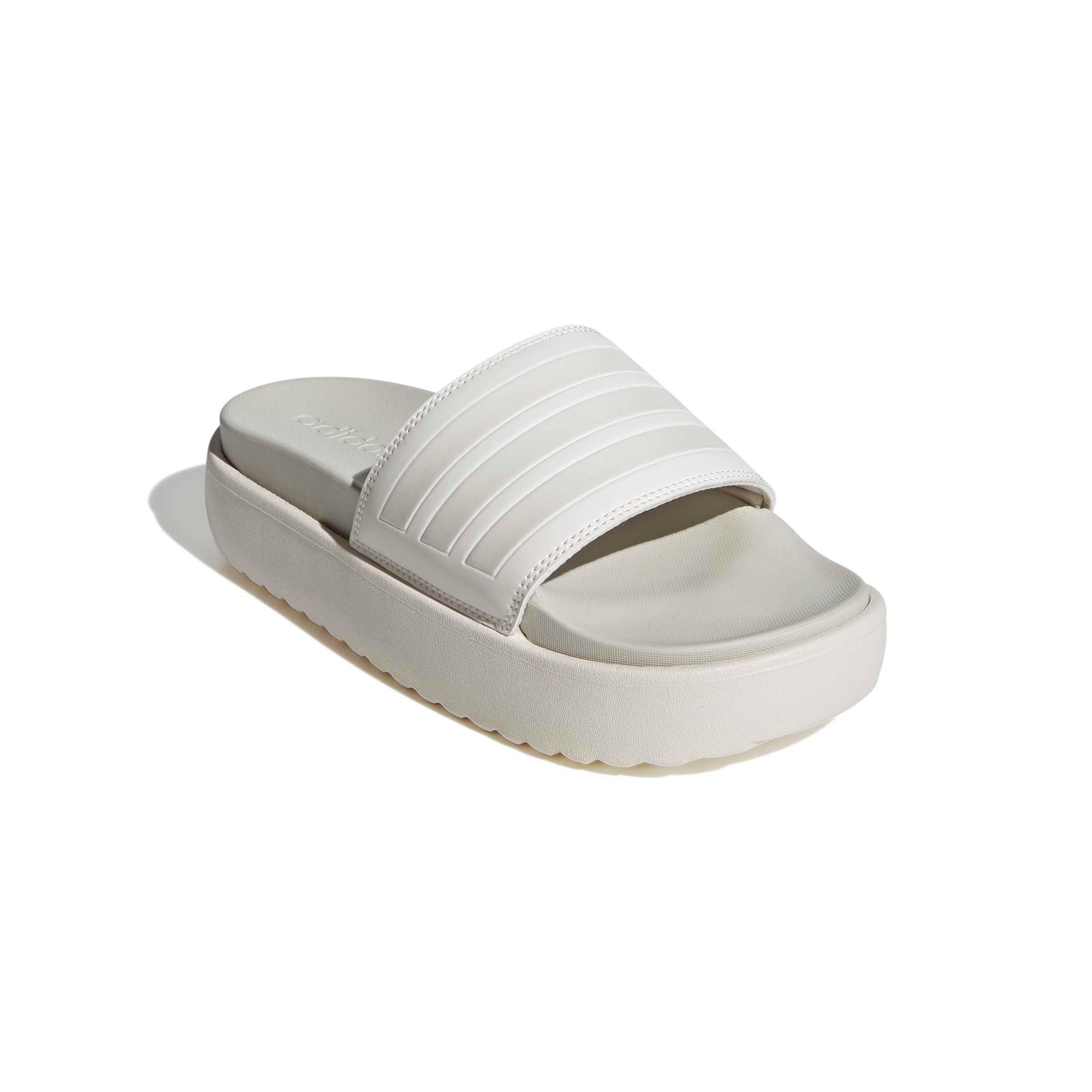 adidas Adilette Platform "Chalk White/Chalk White/Orbit Grey" Women's Slide - CHALK/CHALK/GREY Thumbnail View 3