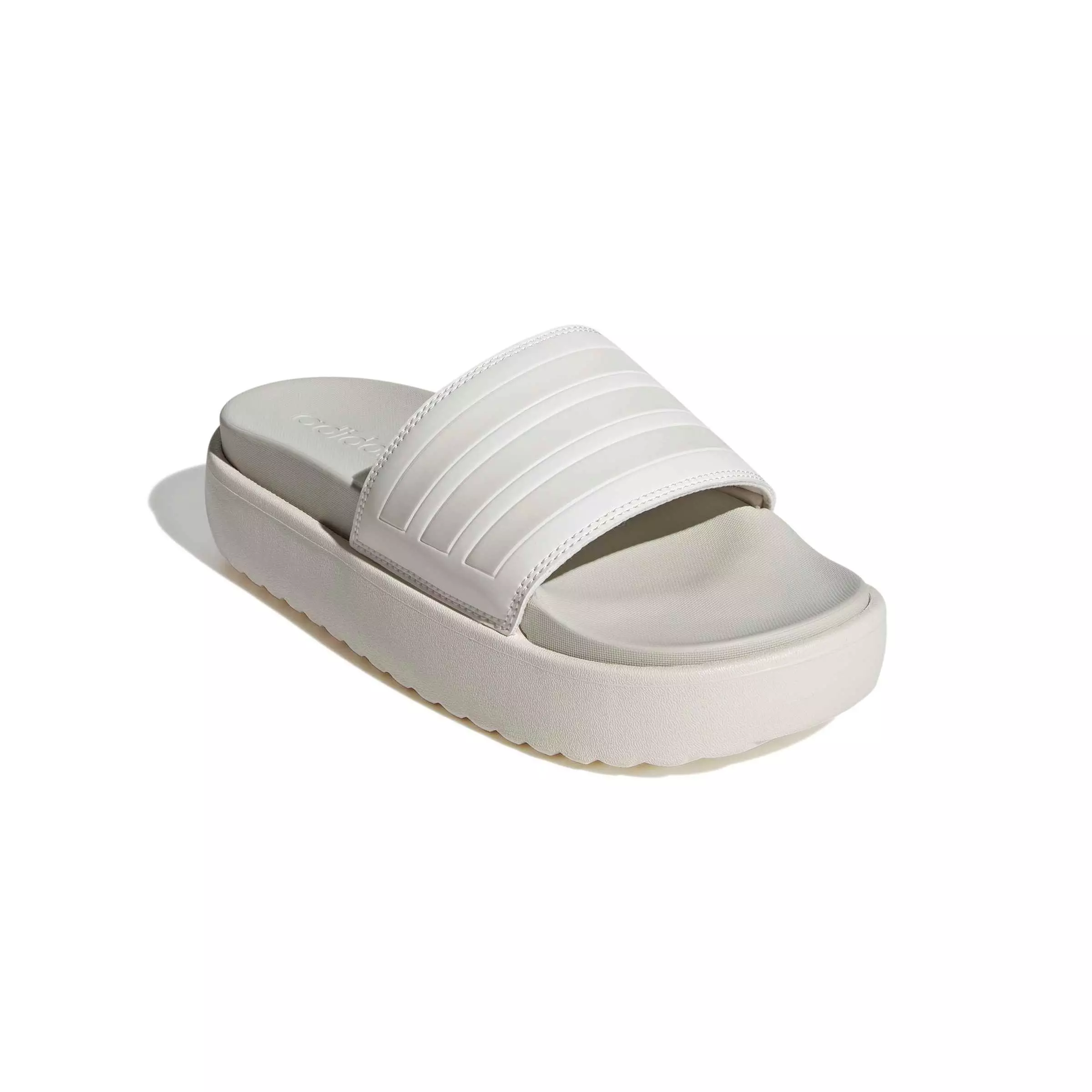 adidas Adilette Platform "Chalk White/Chalk White/Orbit Grey" Women's Slide - CHALK/CHALK/GREY