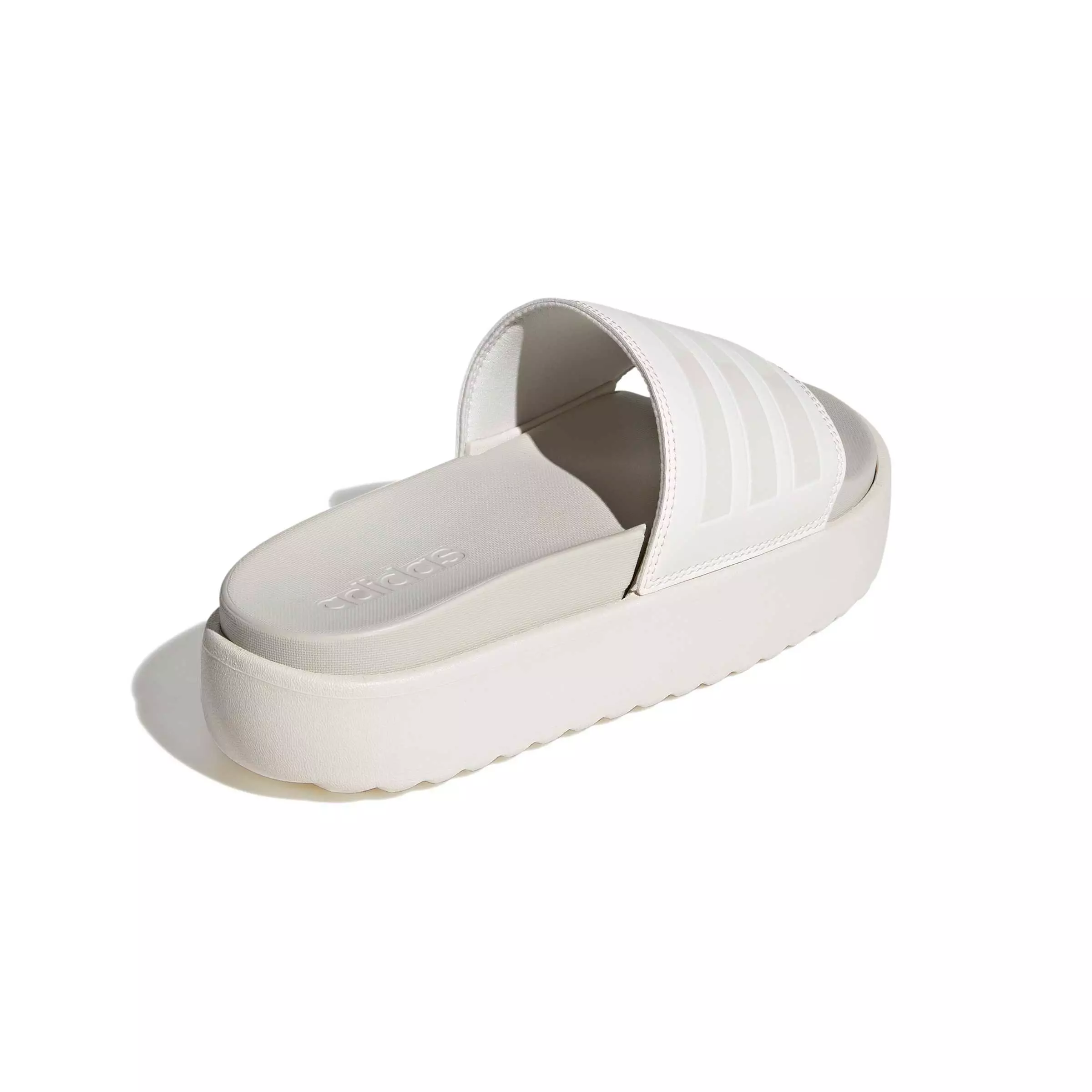 adidas Adilette Platform "Chalk White/Chalk White/Orbit Grey" Women's Slide - CHALK/CHALK/GREY