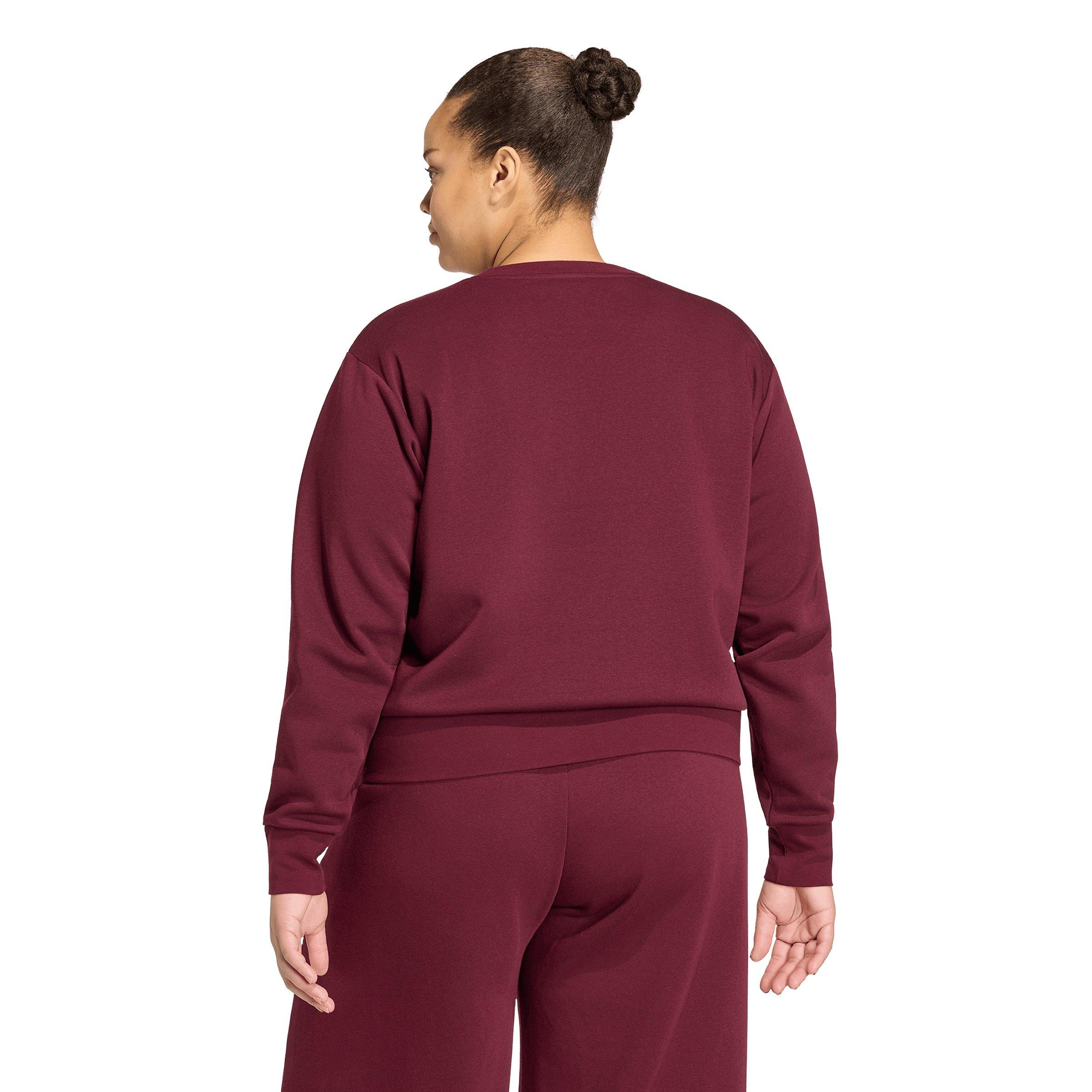 adidas Women's Essentials Feel Cozy Small Logo Sweatshirt - Maroon - MAROON