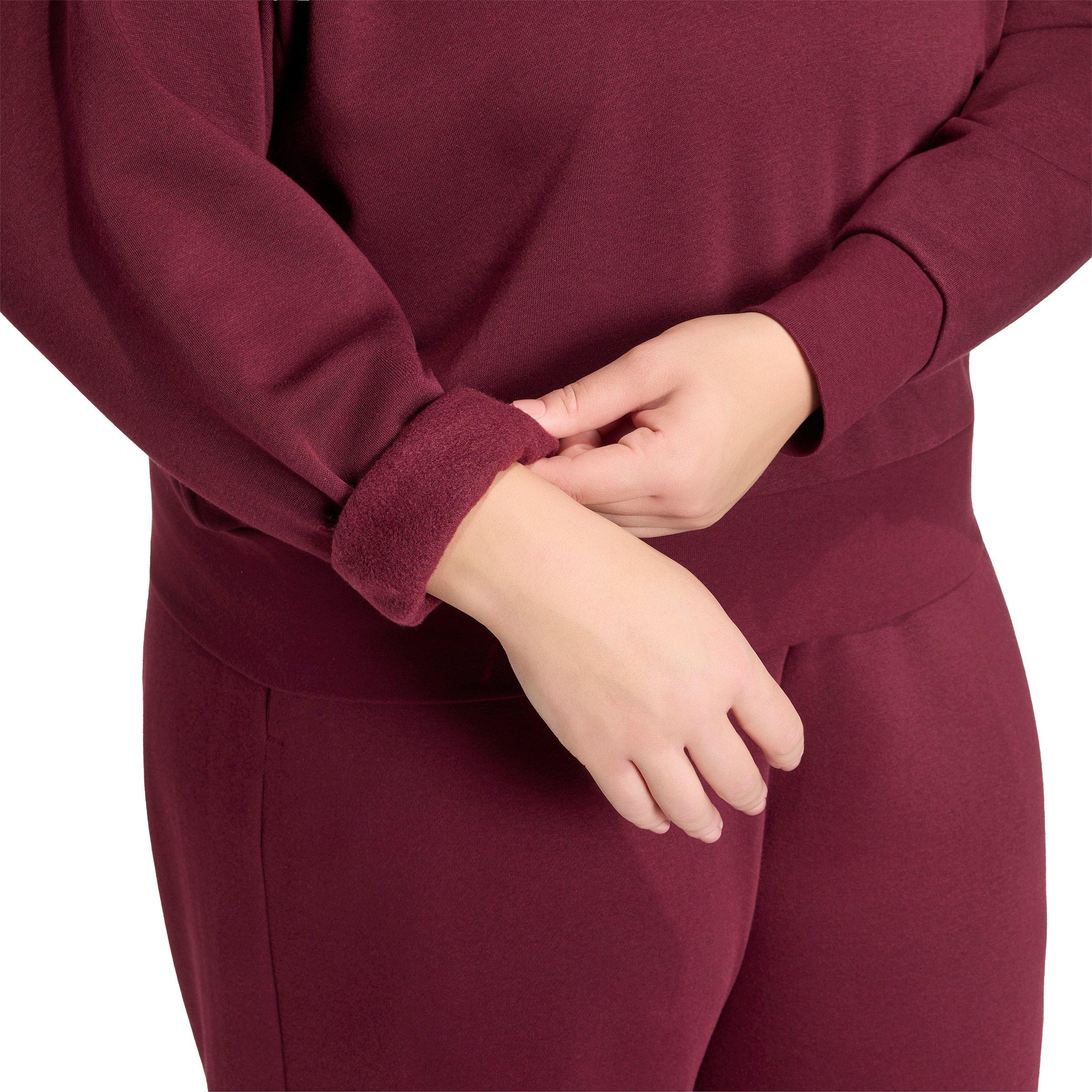 adidas Women's Essentials Feel Cozy Small Logo Sweatshirt - Maroon - MAROON