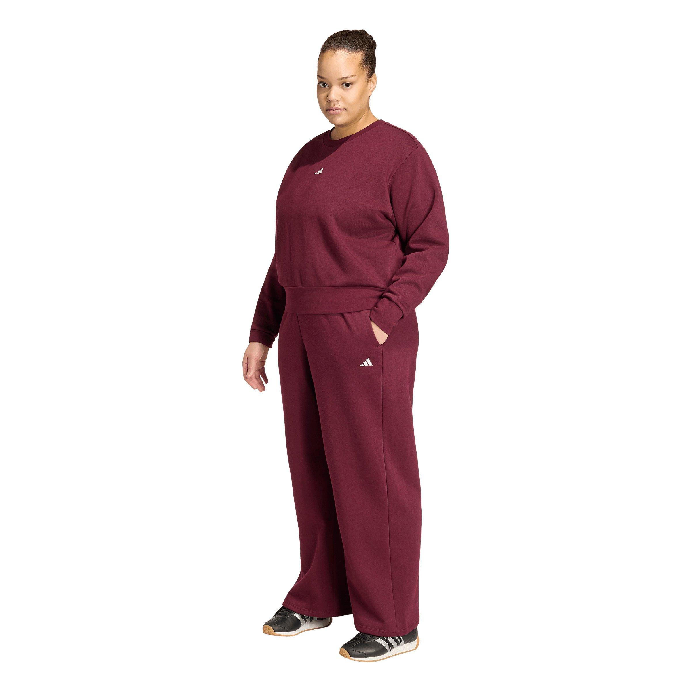 adidas Women's Essentials Feel Cozy Small Logo Sweatshirt - Maroon - MAROON