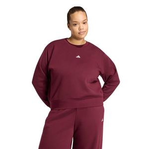 adidas Women's Essentials Feel Cozy Small Logo Sweatshirt - Maroon - MAROON