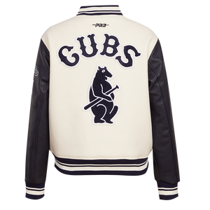 Pro Standard Women's MLB Chicago Cubs Retro Classic Rib Wool Varsity Jacket -Eggshell/Navy