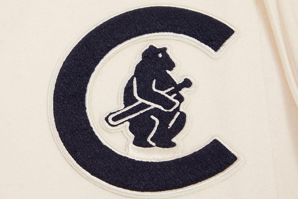 Pro Standard Women's MLB Chicago Cubs Retro Classic Rib Wool Varsity Jacket - Eggshell/Navy - EGGSHELL/NAVY Thumbnail View 5