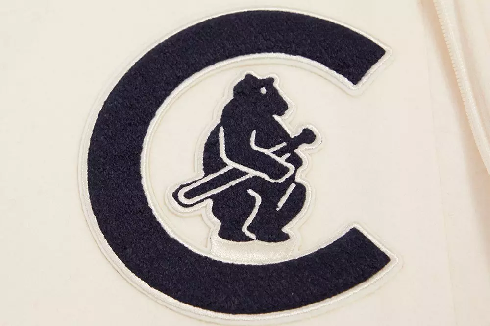 Pro Standard Women's MLB Chicago Cubs Retro Classic Rib Wool Varsity Jacket -Eggshell/Navy - EGGSHELL/NAVY