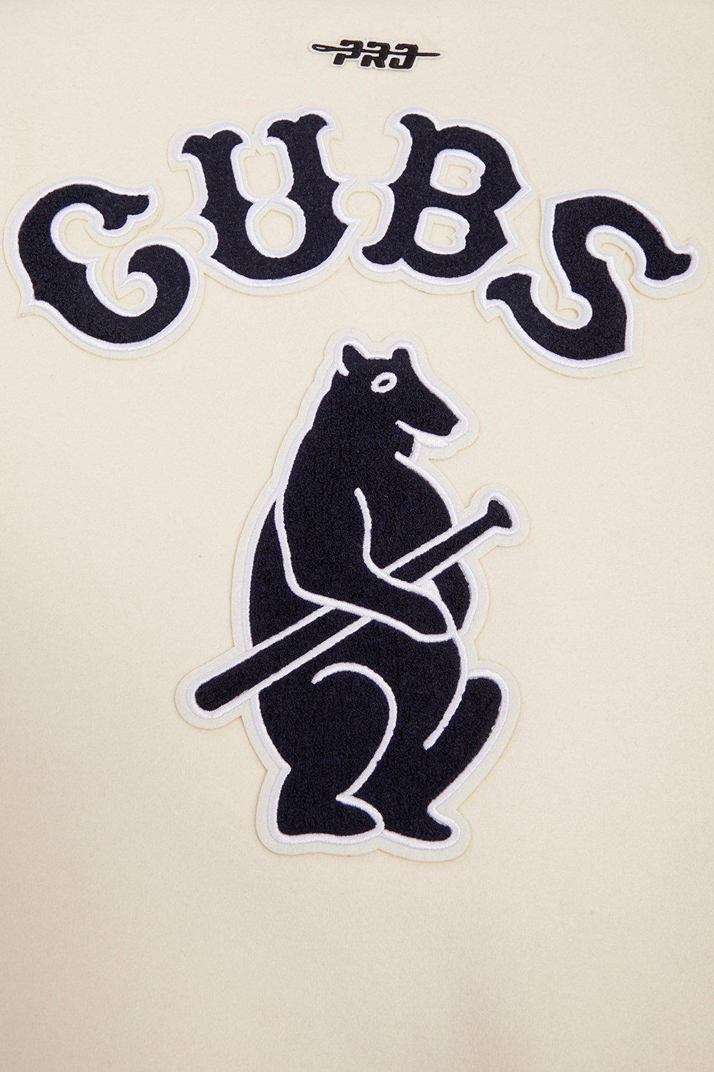 Pro Standard Women's MLB Chicago Cubs Retro Classic Rib Wool Varsity Jacket - Eggshell/Navy - EGGSHELL/NAVY Thumbnail View 7