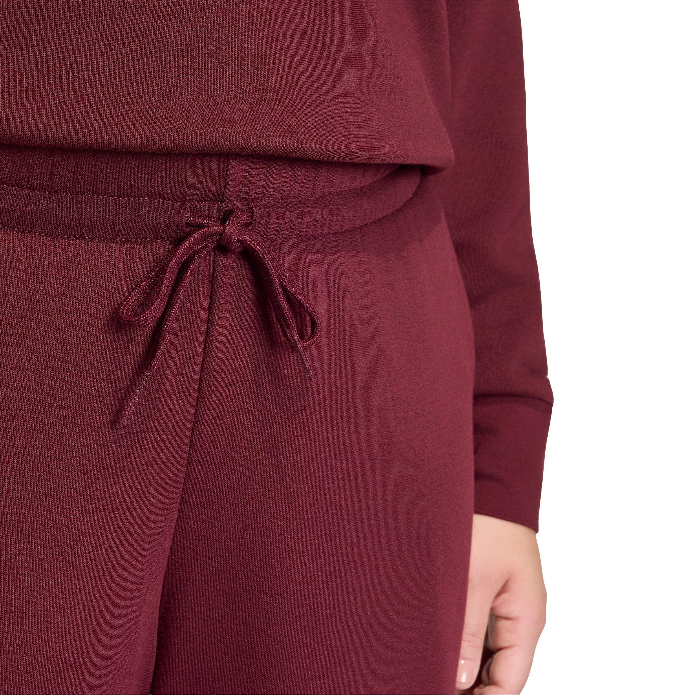 adidas Women's Essentials Feel Cozy Small Logo Open Hem Pants - Maroon - MAROON