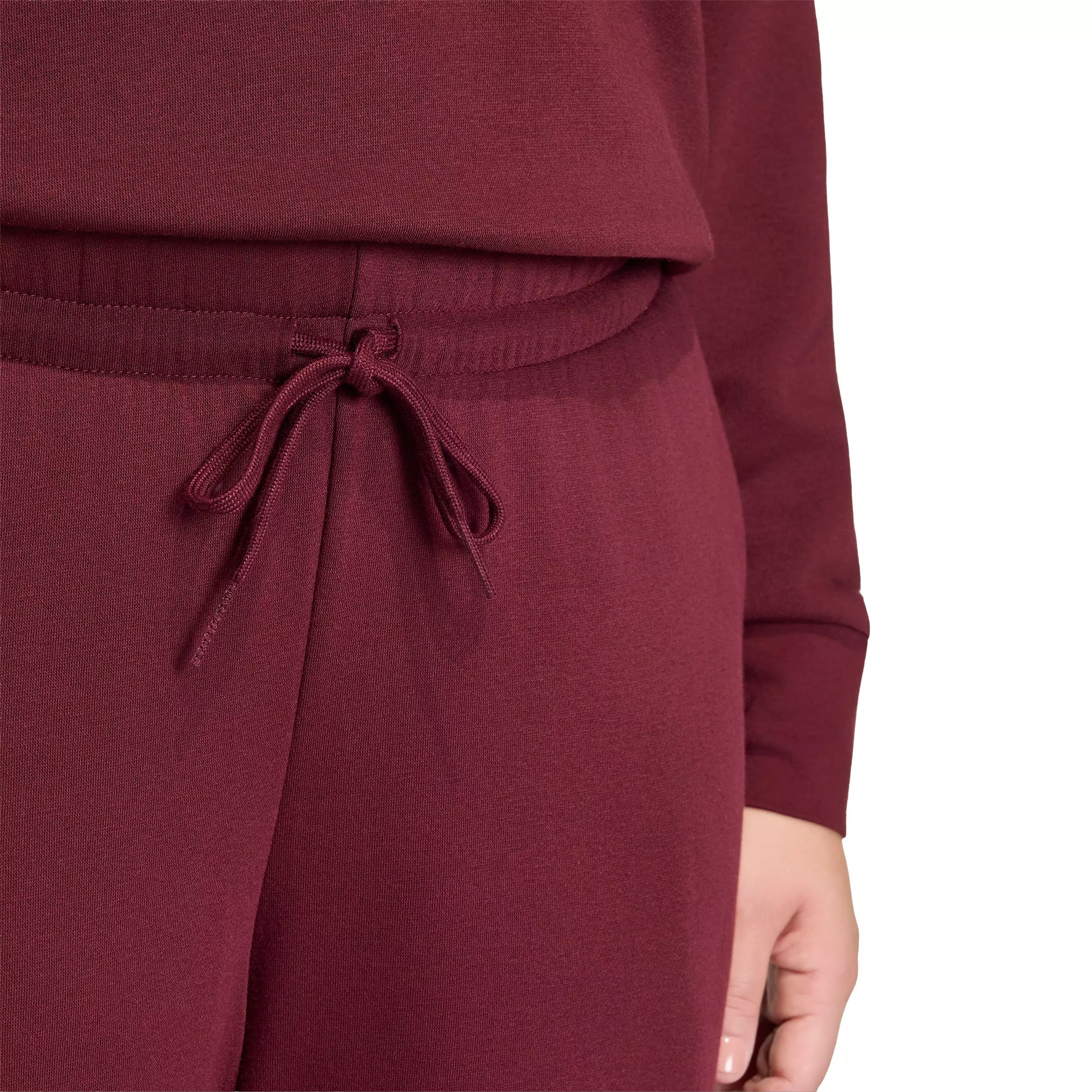 adidas Women's Essentials Feel Cozy Small Logo Open Hem Pants - Maroon - MAROON
