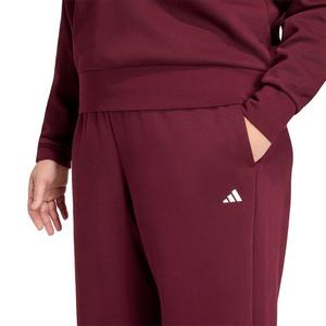 adidas Women's Essentials Feel Cozy Small Logo Open Hem Pants - Maroon - MAROON