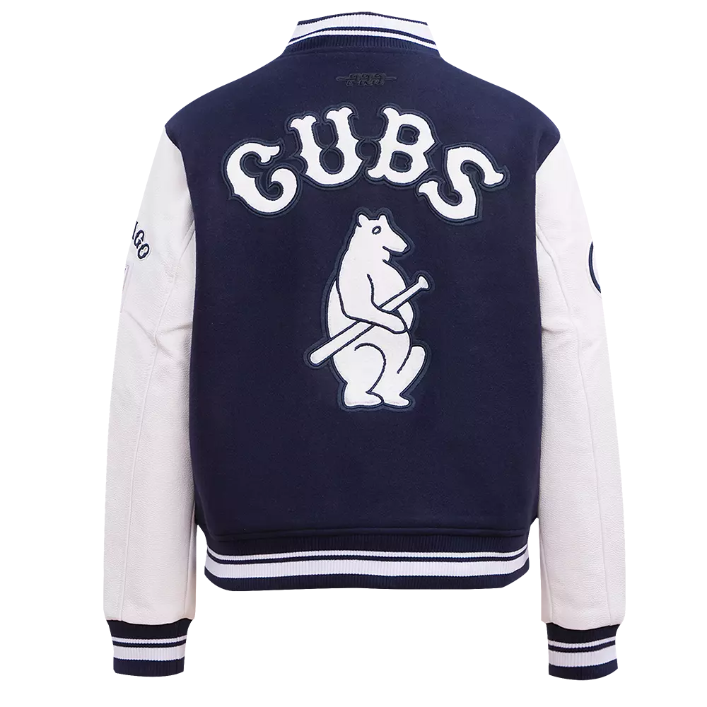 Pro Standard Women's MLB Chicago Cubs Retro Classic Rib Wool Varsity Jacket - Navy/White - NAVY/WHITE