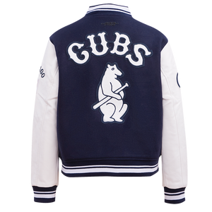 Pro Standard Women's MLB Chicago Cubs Retro Classic Rib Wool Varsity Jacket -Navy/White