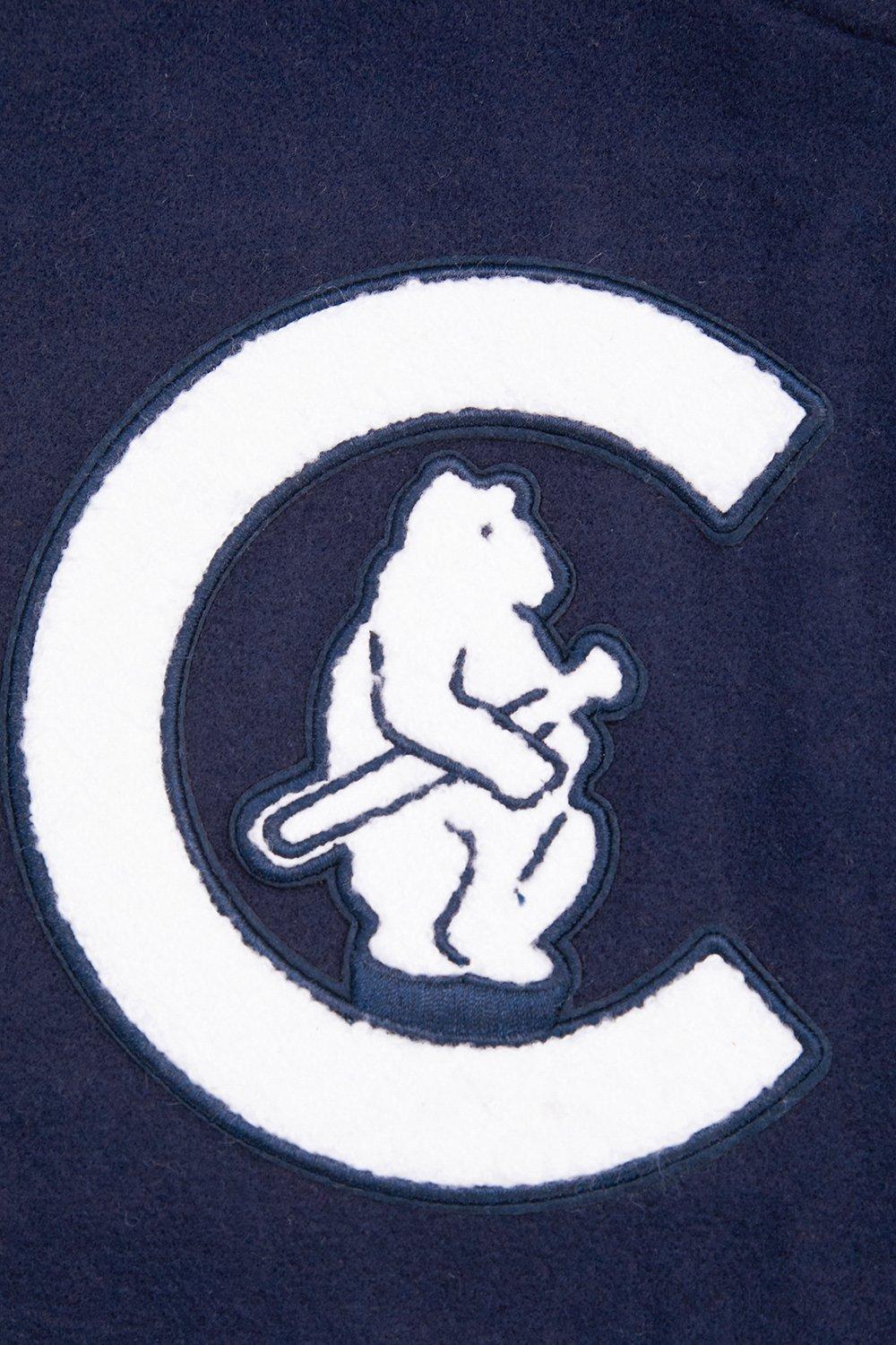 Pro Standard Women's MLB Chicago Cubs Retro Classic Rib Wool Varsity Jacket -Navy/White - NAVY/WHITE Thumbnail View 7