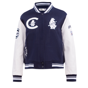 Pro Standard Women's MLB Chicago Cubs Retro Classic Rib Wool Varsity Jacket -Navy/White