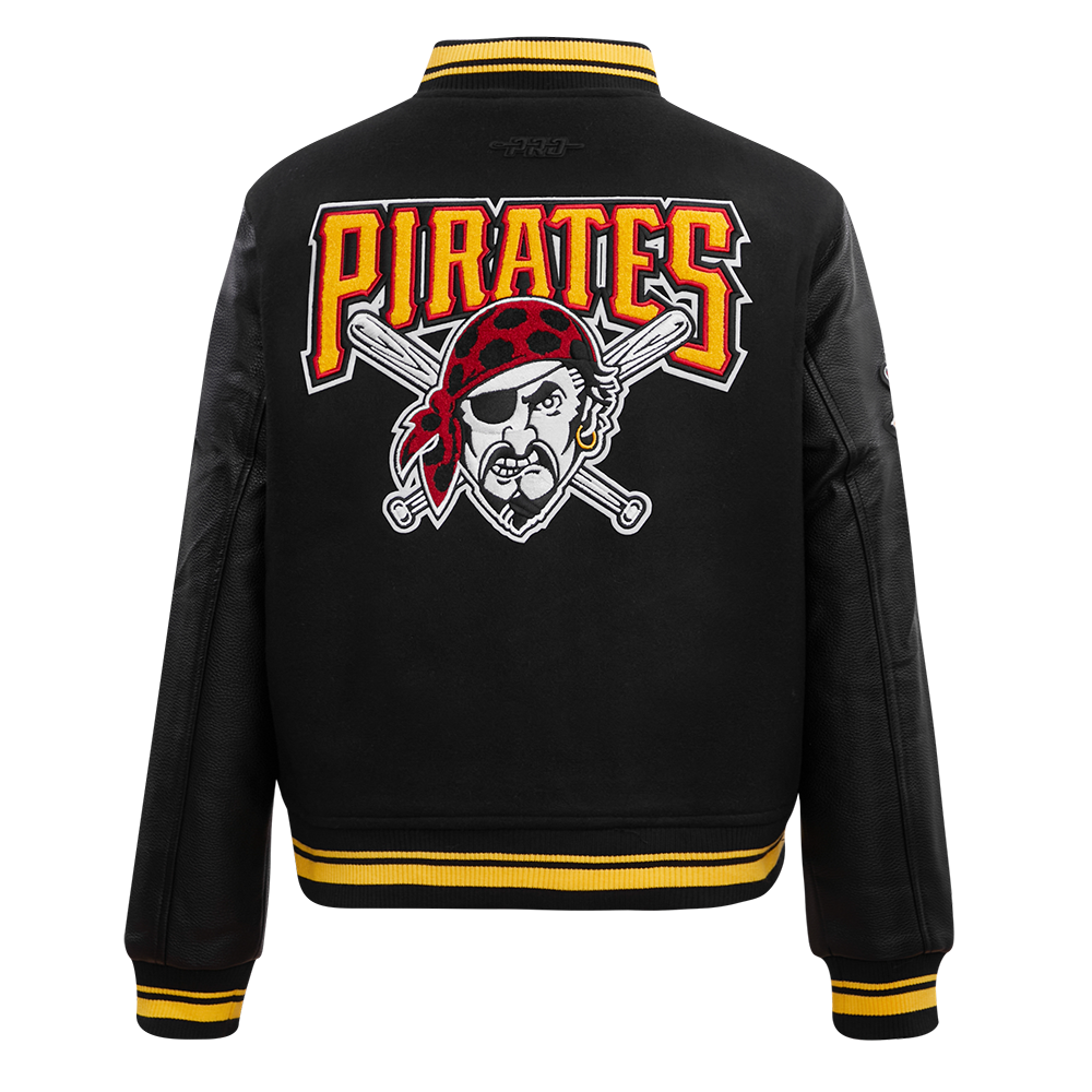 Pro Standard Women's MLB Pittsburgh Pirates Retro Classic Rib Wool Varsity Jacket - Black/Yellow - BLACK/YELLOW Thumbnail View 2