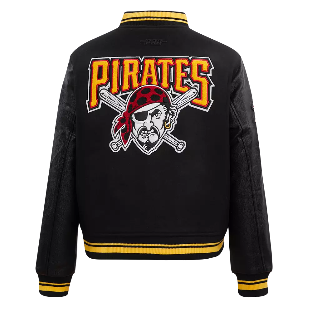 Pro Standard Women's MLB Pittsburgh Pirates Retro Classic Rib Wool Varsity Jacket - Black/Yellow - BLACK/YELLOW