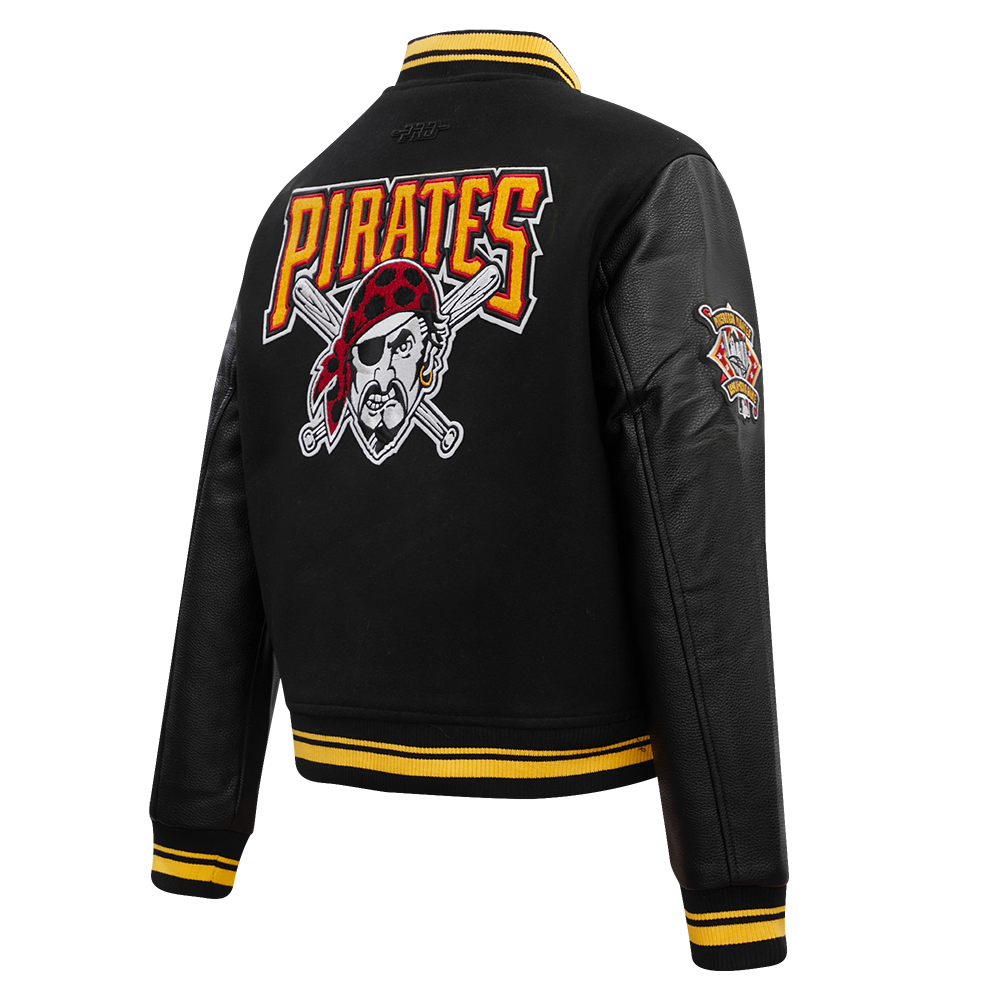 Pro Standard Women's MLB Pittsburgh Pirates Retro Classic Rib Wool Varsity Jacket -Black/Yellow - BLACK/YELLOW Thumbnail View 4
