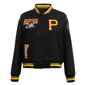 Pro Standard Women's MLB Pittsburgh Pirates Retro Classic Rib Wool Varsity Jacket -Black/Yellow