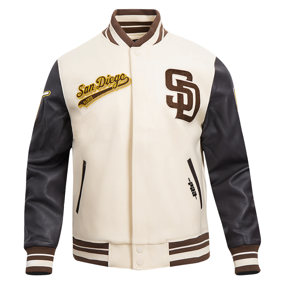 Pro Standard Women's MLB Pittsburgh Pirates Retro Classic Rib Wool Varsity Jacket - Eggshell/Black - EGGSHELL/BLACK Thumbnail View 1