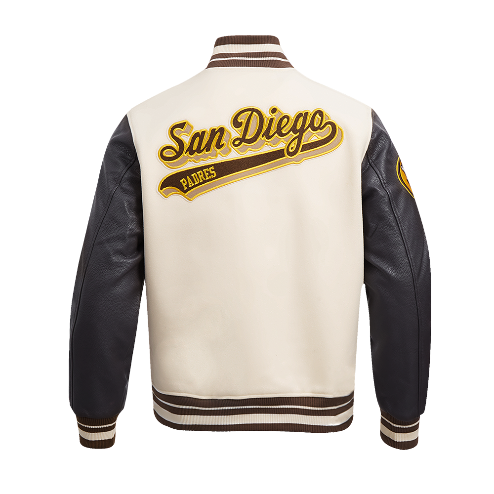 Pro Standard Women's MLB Pittsburgh Pirates Retro Classic Rib Wool Varsity Jacket -Eggshell/Black - EGGSHELL/BLACK Thumbnail View 2