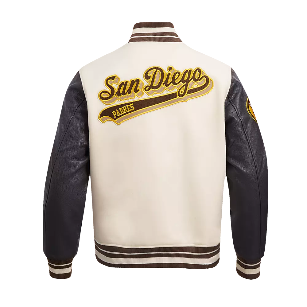 Pro Standard Women's MLB Pittsburgh Pirates Retro Classic Rib Wool Varsity Jacket -Eggshell/Black - EGGSHELL/BLACK
