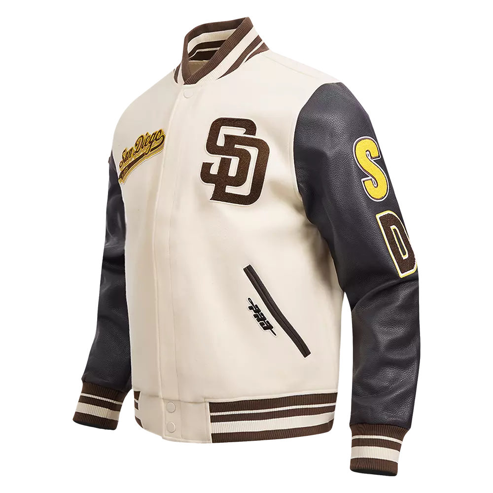 Pro Standard Women's MLB Pittsburgh Pirates Retro Classic Rib Wool Varsity Jacket - Eggshell/Black - EGGSHELL/BLACK