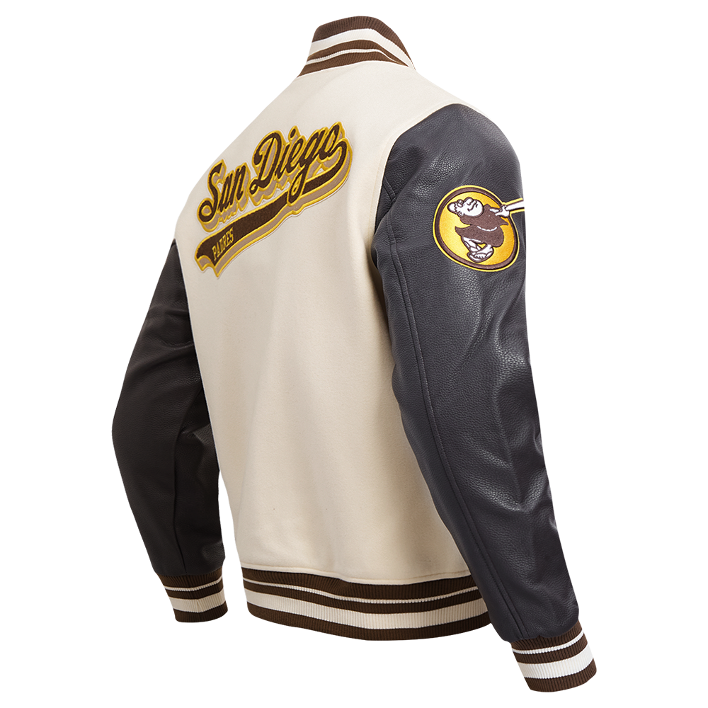 Pro Standard Women's MLB Pittsburgh Pirates Retro Classic Rib Wool Varsity Jacket - Eggshell/Black - EGGSHELL/BLACK Thumbnail View 4