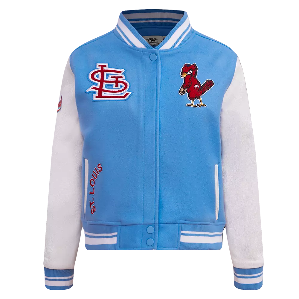 Pro Standard Women's MLB St. Louis Cardinals Retro Classic Rib Wool Varsity Jacket - Blue/White - BLUE/WHITE