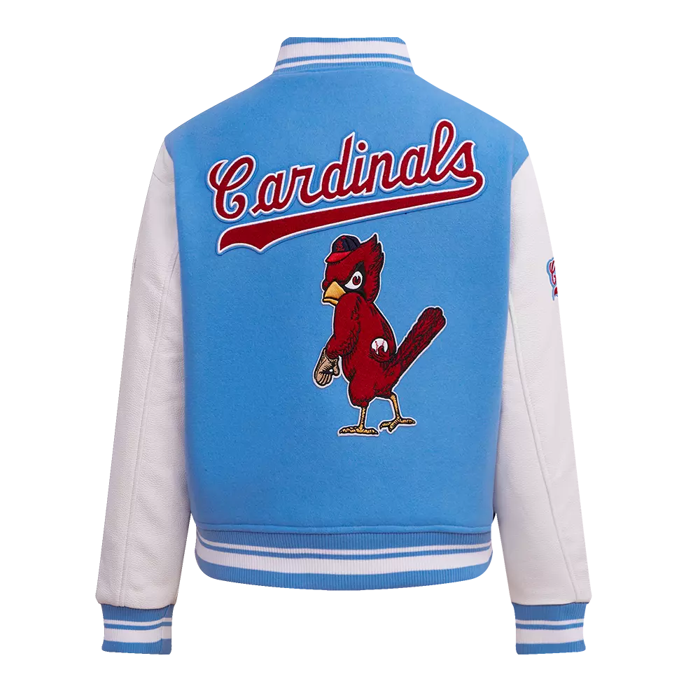 Pro Standard Women's MLB St. Louis Cardinals Retro Classic Rib Wool Varsity Jacket -Blue/White - BLUE/WHITE
