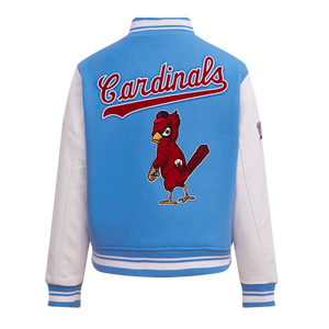 Pro Standard Women's MLB St. Louis Cardinals Retro Classic Rib Wool Varsity Jacket -Blue/White