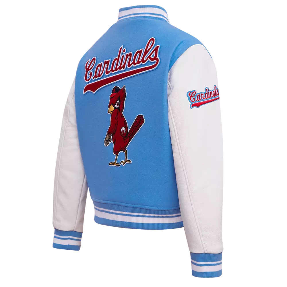 Pro Standard Women's MLB St. Louis Cardinals Retro Classic Rib Wool Varsity Jacket -Blue/White - BLUE/WHITE
