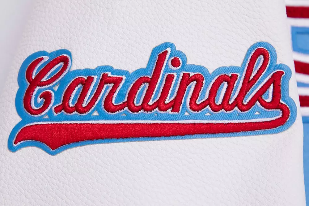 Pro Standard Women's MLB St. Louis Cardinals Retro Classic Rib Wool Varsity Jacket -Blue/White - BLUE/WHITE