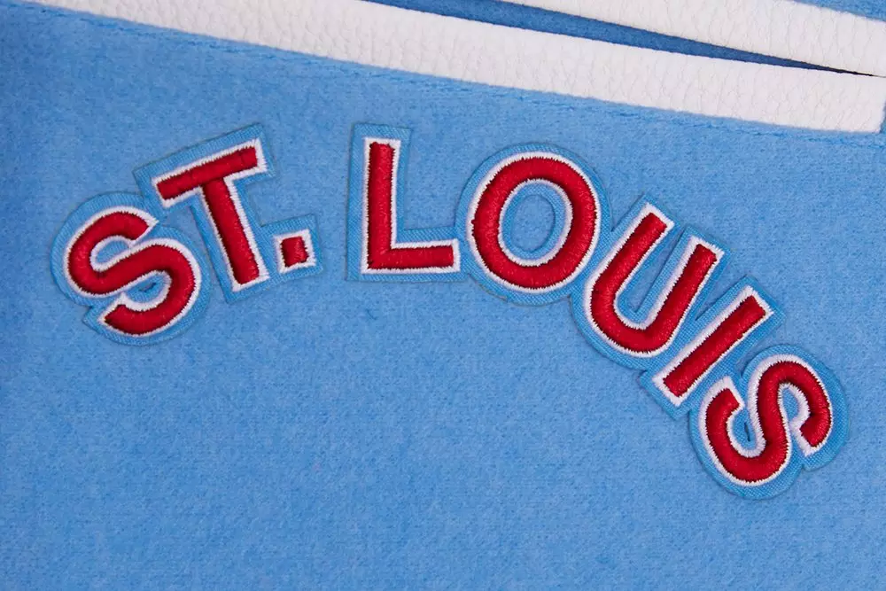 Pro Standard Women's MLB St. Louis Cardinals Retro Classic Rib Wool Varsity Jacket -Blue/White - BLUE/WHITE