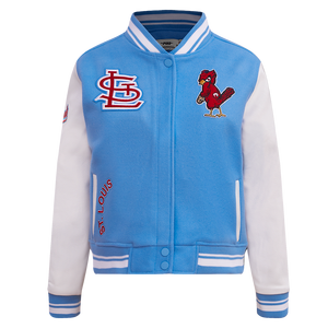 Pro Standard Women's MLB St. Louis Cardinals Retro Classic Rib Wool Varsity Jacket -Blue/White