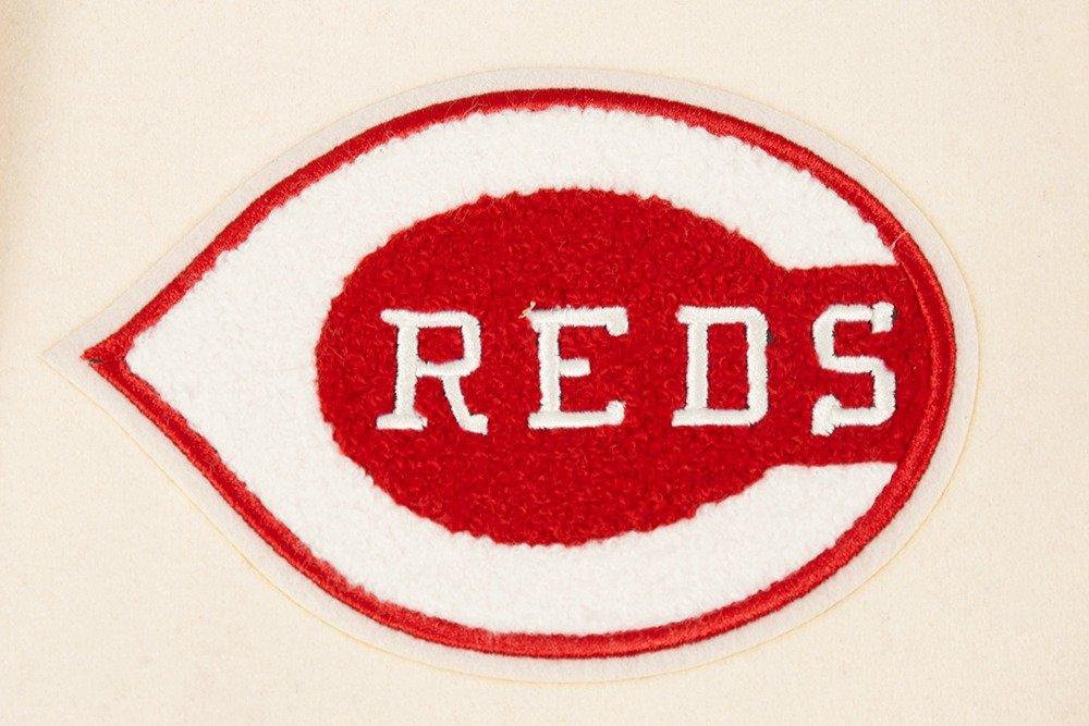 Pro Standard Women's MLB Cincinnati Reds Retro Classic Rib Wool Varsity Jacket -Eggshell/Red - EGGSHELL/RED Thumbnail View 6