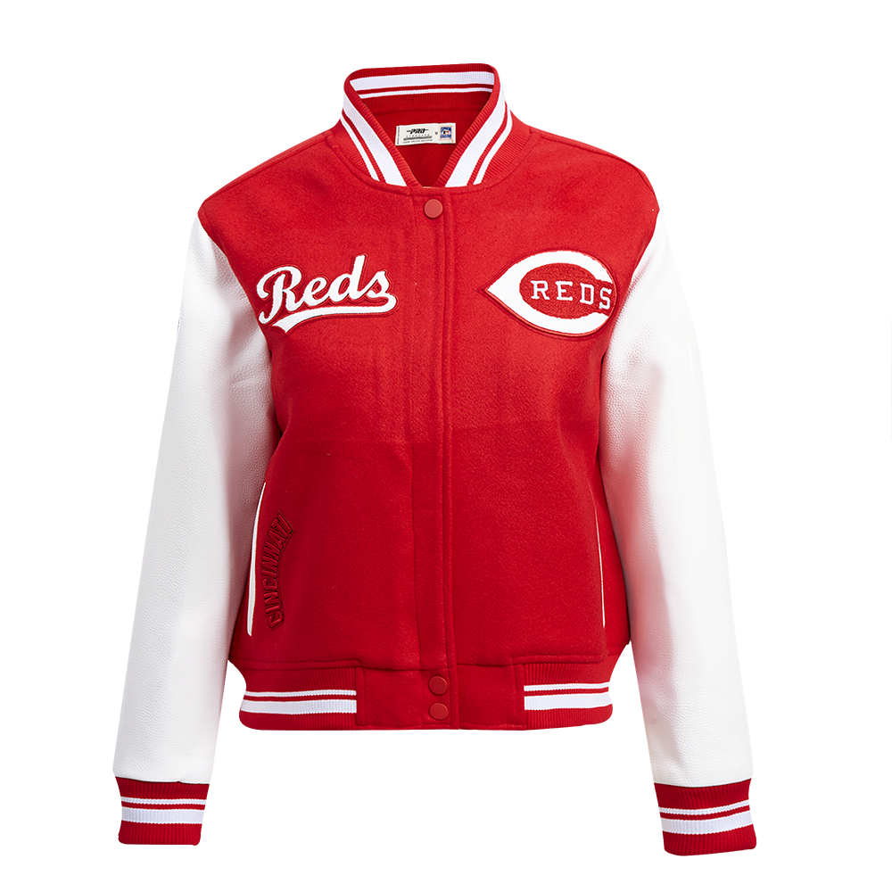 Pro Standard Women's MLB Cincinnati Reds Retro Classic Rib Wool Varsity Jacket - Red - RED Thumbnail View 1