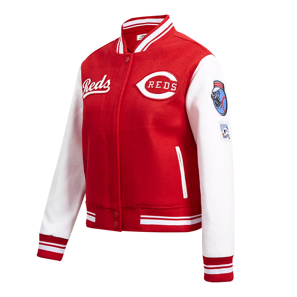 Pro Standard Women's MLB Cincinnati Reds Retro Classic Rib Wool Varsity Jacket -Red - RED
